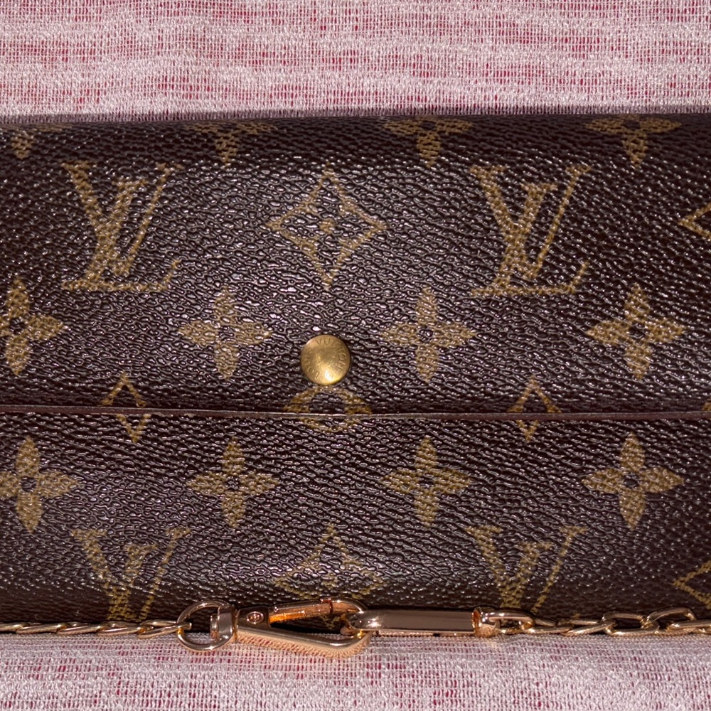 Louis Vuitton Monogram Brown Wallet with Gold Accents